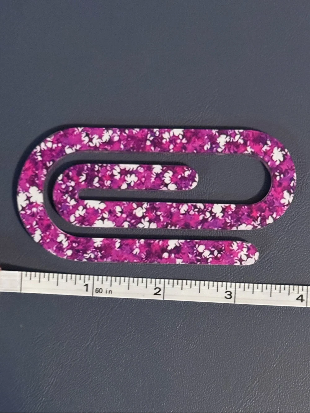 Oversized Magenta Floral Acrylic Paper Clip Bookmark | Jumbo Planner Bookmark